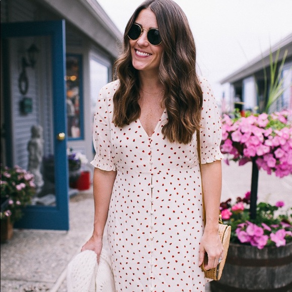 Strawberry Button Front Dress Size S - Picture 2 of 4